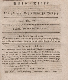 Amts-Blatt der Königlichen Regierung zu Danzig, 13. Dezember 1821, Nr. 50