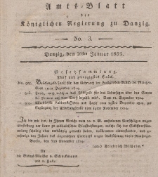Amts-Blatt der Königlichen Regierung zu Danzig, 20. Januar 1825, Nr. 3
