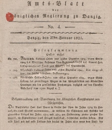 Amts-Blatt der Königlichen Regierung zu Danzig, 27. Januar 1825, Nr. 4