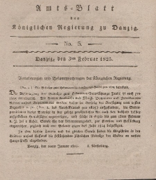 Amts-Blatt der Königlichen Regierung zu Danzig, 3. Februar 1825, Nr. 5