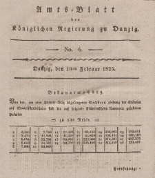 Amts-Blatt der Königlichen Regierung zu Danzig, 10. Februar 1825, Nr. 6