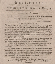 Amts-Blatt der Königlichen Regierung zu Danzig, 17. Februar 1825, Nr. 7