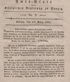 Amts-Blatt der Königlichen Regierung zu Danzig, 3. März 1825, Nr. 9