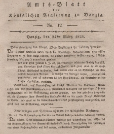 Amts-Blatt der Königlichen Regierung zu Danzig, 24. März 1825, Nr. 12