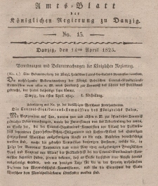 Amts-Blatt der Königlichen Regierung zu Danzig, 14. April 1825, Nr. 15