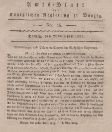 Amts-Blatt der Königlichen Regierung zu Danzig, 20. April 1825, Nr. 16