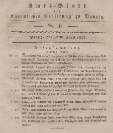 Amts-Blatt der Königlichen Regierung zu Danzig, 27. April 1825, Nr. 17