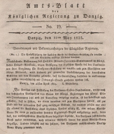 Amts-Blatt der Königlichen Regierung zu Danzig, 11. Mai 1825, Nr. 19