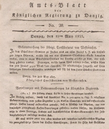 Amts-Blatt der Königlichen Regierung zu Danzig, 18. Mai 1825, Nr. 20