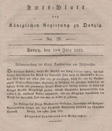 Amts-Blatt der Königlichen Regierung zu Danzig, 13. Juli 1825, Nr. 28
