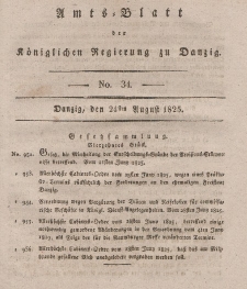 Amts-Blatt der Königlichen Regierung zu Danzig, 24. August 1825, Nr. 34