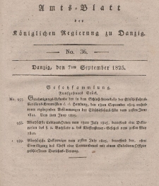 Amts-Blatt der Königlichen Regierung zu Danzig, 7. September 1825, Nr. 36