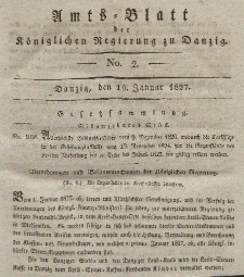 Amts-Blatt der Königlichen Regierung zu Danzig, 10. Januar 1827, Nr. 2