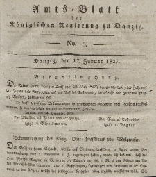Amts-Blatt der Königlichen Regierung zu Danzig, 17. Januar 1827, Nr. 3