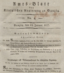 Amts-Blatt der Königlichen Regierung zu Danzig, 24. Januar 1827, Nr. 4