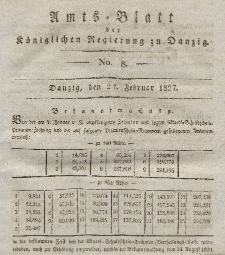 Amts-Blatt der Königlichen Regierung zu Danzig, 21. Februar 1827, Nr. 8