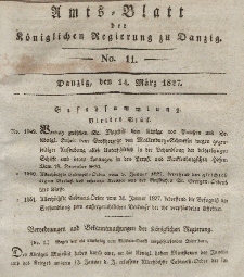 Amts-Blatt der Königlichen Regierung zu Danzig, 14. März 1827, Nr. 11