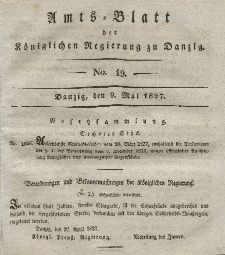 Amts-Blatt der Königlichen Regierung zu Danzig, 9. Mai 1827, Nr. 19