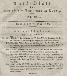 Amts-Blatt der Königlichen Regierung zu Danzig, 16. Mai 1827, Nr. 20