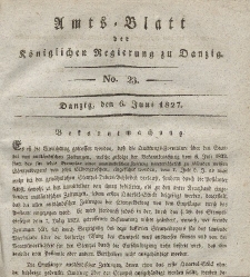Amts-Blatt der Königlichen Regierung zu Danzig, 6. Juni 1827, Nr. 23