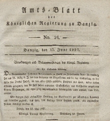 Amts-Blatt der Königlichen Regierung zu Danzig, 13. Juni 1827, Nr. 24