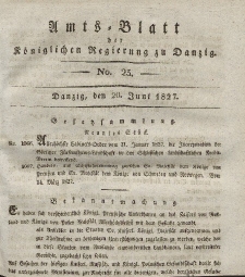 Amts-Blatt der Königlichen Regierung zu Danzig, 20. Juni 1827, Nr. 25