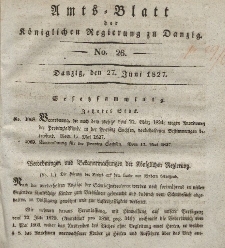 Amts-Blatt der Königlichen Regierung zu Danzig, 27. Juni 1827, Nr. 26