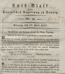 Amts-Blatt der Königlichen Regierung zu Danzig, 25. Juli 1827, Nr. 30