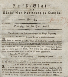 Amts-Blatt der Königlichen Regierung zu Danzig, 25. Juli 1827, Nr. 30