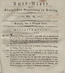 Amts-Blatt der Königlichen Regierung zu Danzig, 1. August 1827, Nr. 31