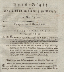 Amts-Blatt der Königlichen Regierung zu Danzig, 8. August 1827, Nr. 32