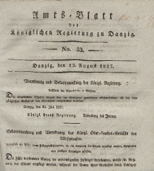 Amts-Blatt der Königlichen Regierung zu Danzig, 15. August 1827, Nr. 33
