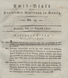 Amts-Blatt der Königlichen Regierung zu Danzig, 29. August 1827, Nr. 35