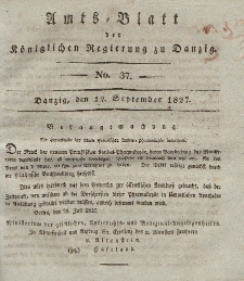 Amts-Blatt der Königlichen Regierung zu Danzig, 12. September 1827, Nr. 37
