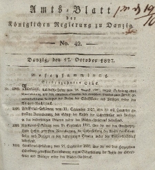 Amts-Blatt der Königlichen Regierung zu Danzig, 17. Oktober 1827, Nr. 42
