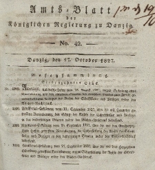 Amts-Blatt der Königlichen Regierung zu Danzig, 17. Oktober 1827, Nr. 42