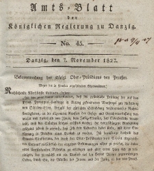 Amts-Blatt der Königlichen Regierung zu Danzig, 7. November 1827, Nr. 45