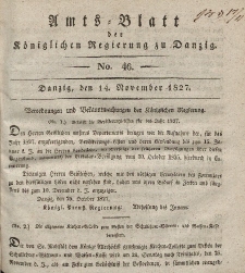 Amts-Blatt der Königlichen Regierung zu Danzig, 14. November 1827, Nr. 46