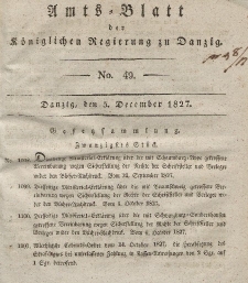 Amts-Blatt der Königlichen Regierung zu Danzig, 5. Dezember 1827, Nr. 49