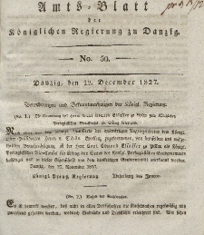 Amts-Blatt der Königlichen Regierung zu Danzig, 12. Dezember 1827, Nr. 50