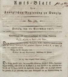 Amts-Blatt der Königlichen Regierung zu Danzig, 19. Dezember 1827, Nr. 51