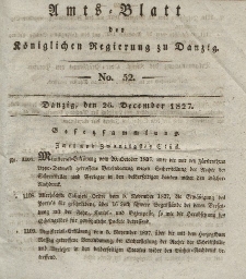 Amts-Blatt der Königlichen Regierung zu Danzig, 26. Dezember 1827, Nr. 52