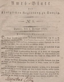 Amts-Blatt der Königlichen Regierung zu Danzig, 3. Januar 1838, Nr. 1