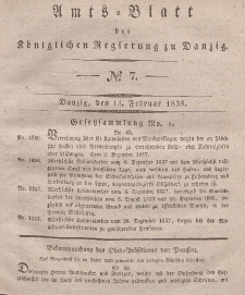 Amts-Blatt der Königlichen Regierung zu Danzig, 14. Februar 1838, Nr. 7