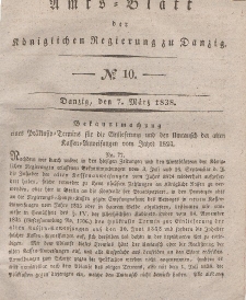 Amts-Blatt der Königlichen Regierung zu Danzig, 7. März 1838, Nr. 10