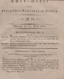 Amts-Blatt der Königlichen Regierung zu Danzig, 21. März 1838, Nr. 12