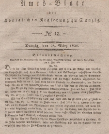 Amts-Blatt der Königlichen Regierung zu Danzig, 28. März 1838, Nr. 13