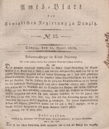 Amts-Blatt der Königlichen Regierung zu Danzig, 11. April 1838, Nr. 15