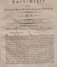 Amts-Blatt der Königlichen Regierung zu Danzig, 25. April 1838, Nr. 17