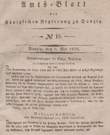 Amts-Blatt der Königlichen Regierung zu Danzig, 9. Mai 1838, Nr. 19